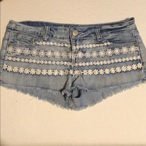 Jean shorts with flowers size 8
